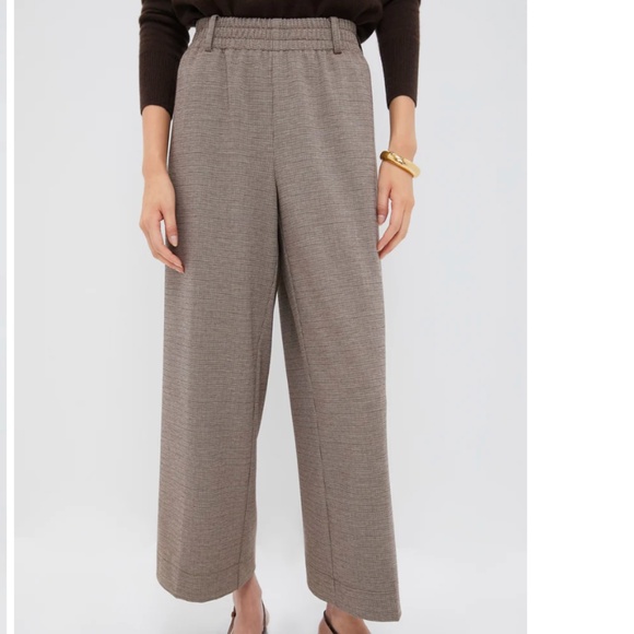TUCKERNUCK Brown Plaid Cropped Flare Carlton Pants - Picture 1 of 6